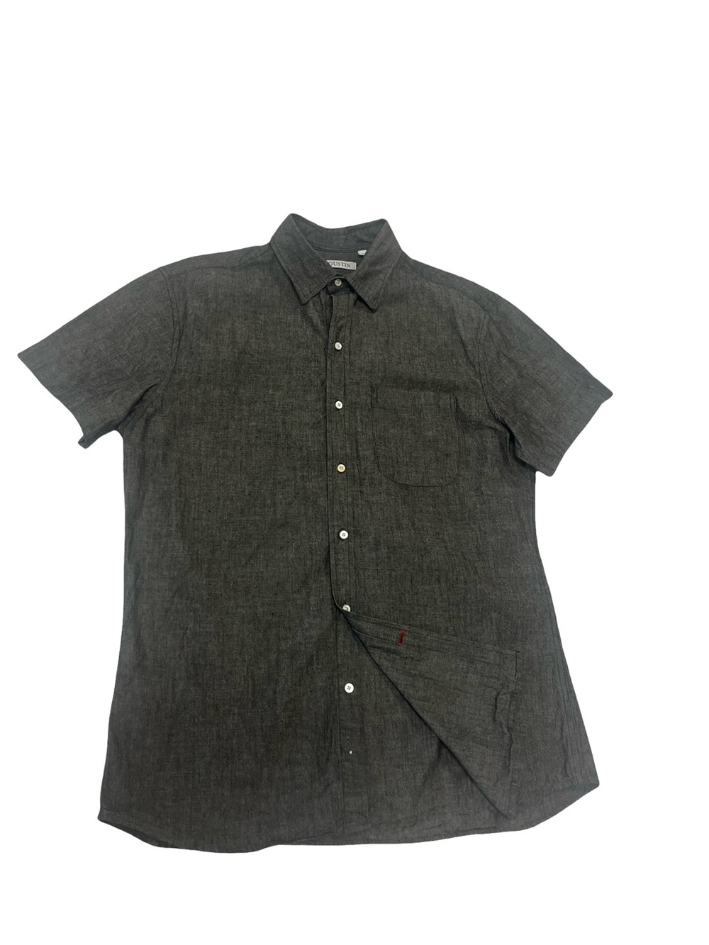 Gustin Cotton Chambray Gray Top SS Shirt Sz XL Like L Travel Classic Work USA